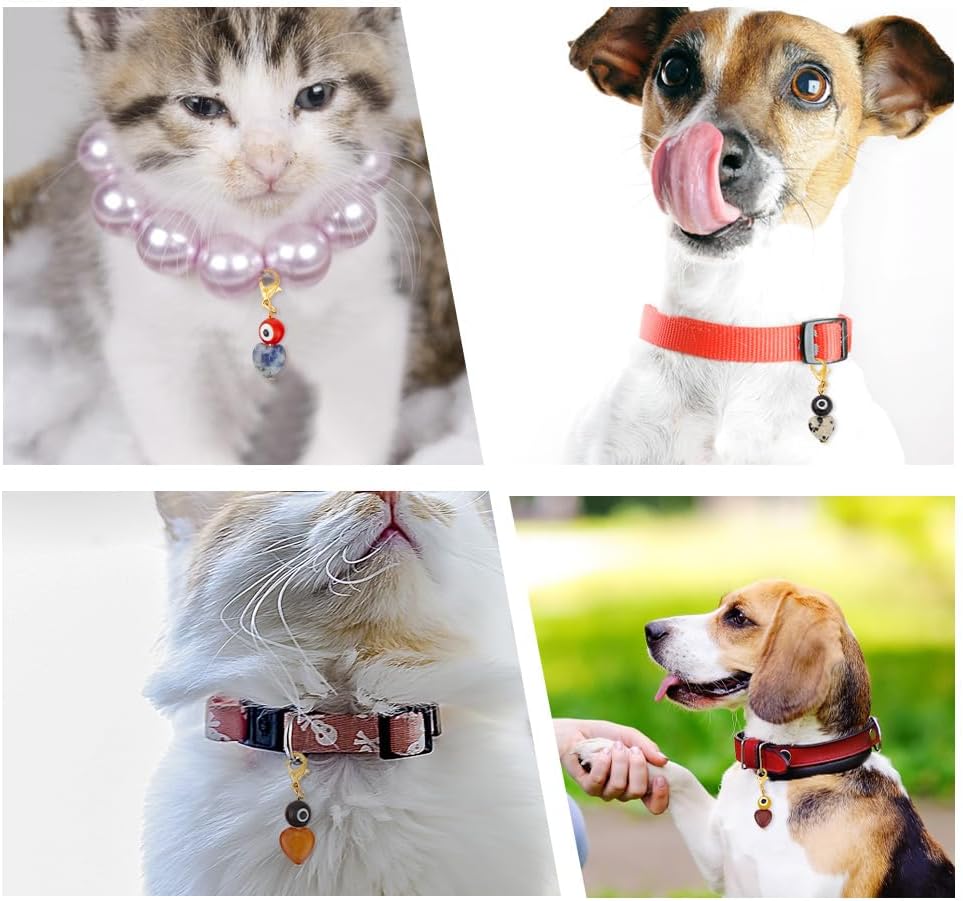 Assorted colors of Delorigin evil eye heart charms for dogs