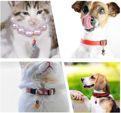 Assorted colors of Delorigin evil eye heart charms for dogs