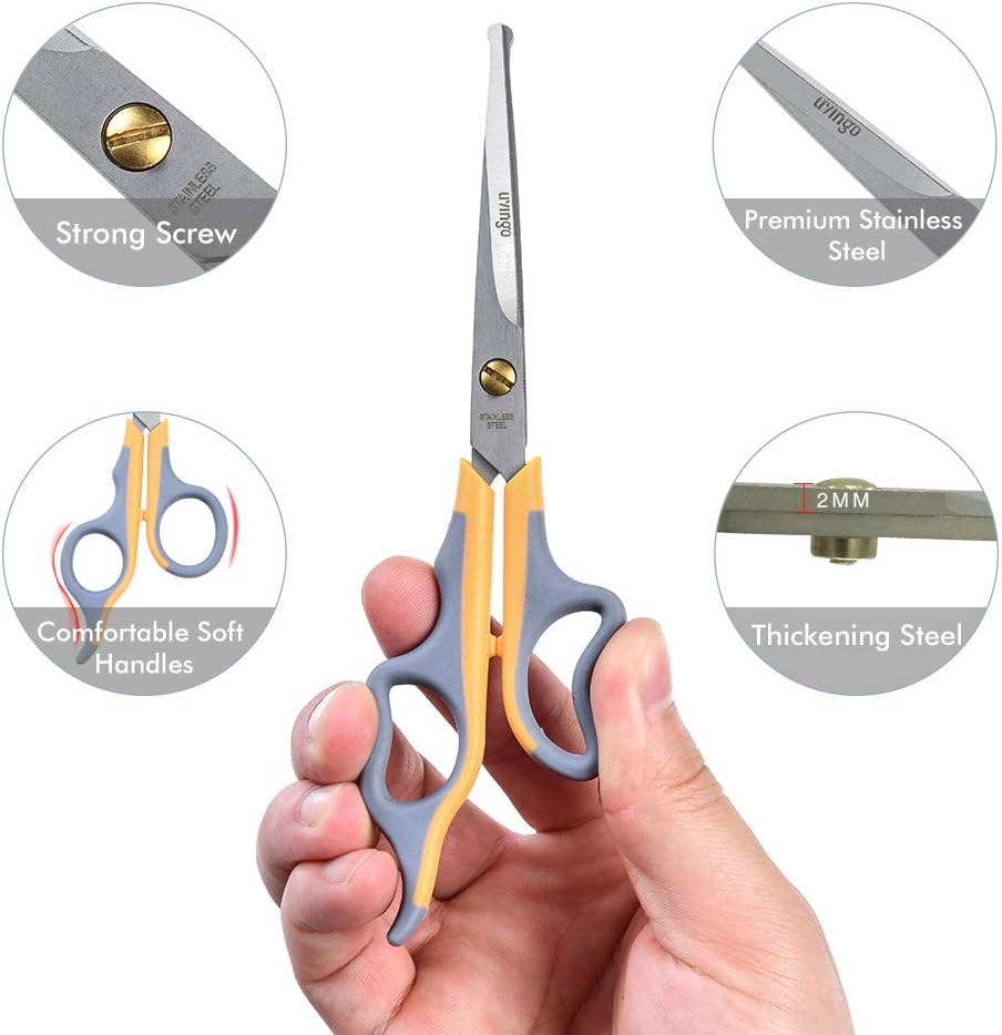 LIVINGO ergonomic pet grooming shears showing comfortable cushioned finger rests