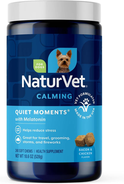 Veterinarian formulated NaturVet calming aid soft chews for thunderstorm stress relief