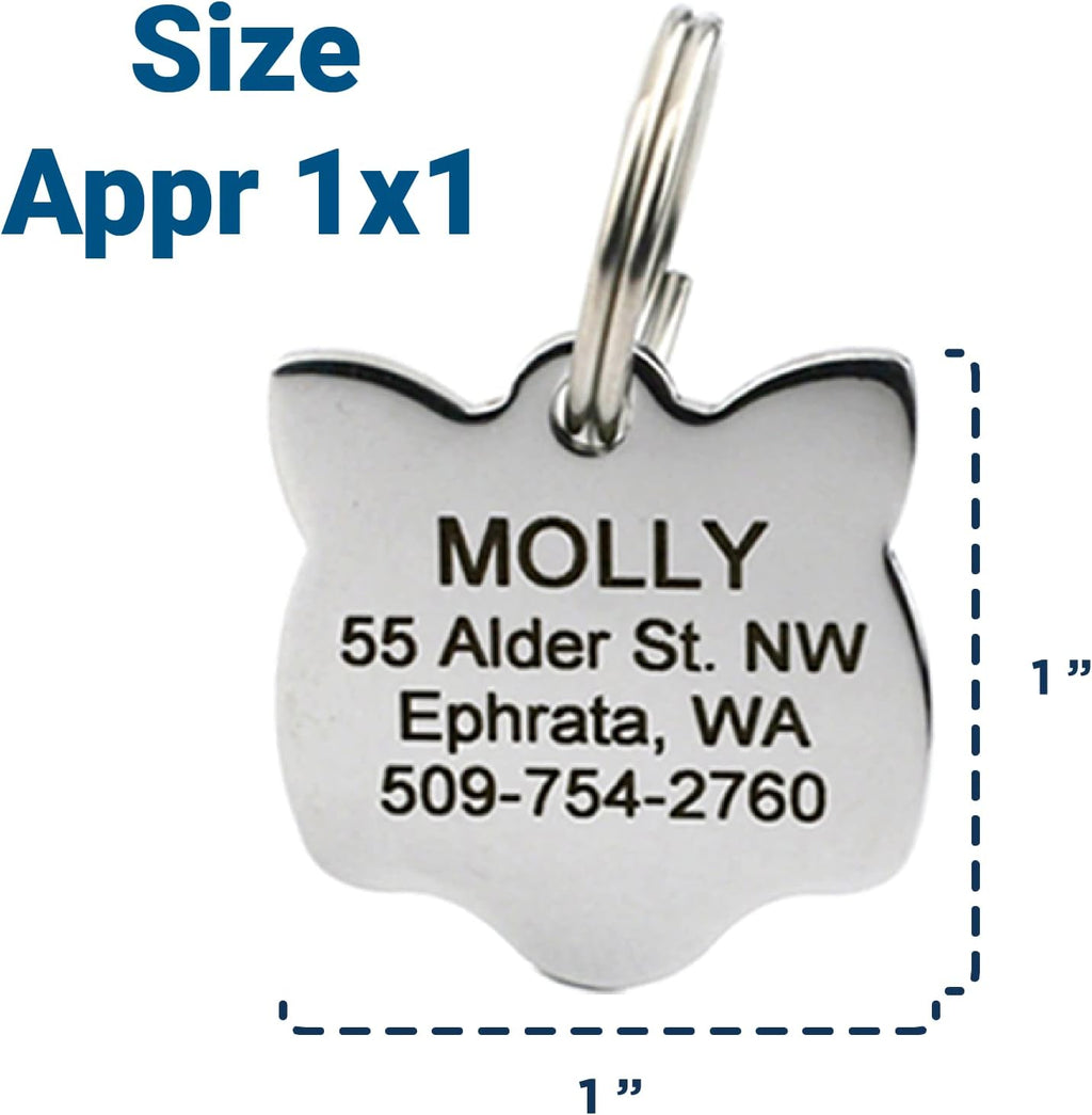 GoTags kitty face shaped pet tag with split ring attachment