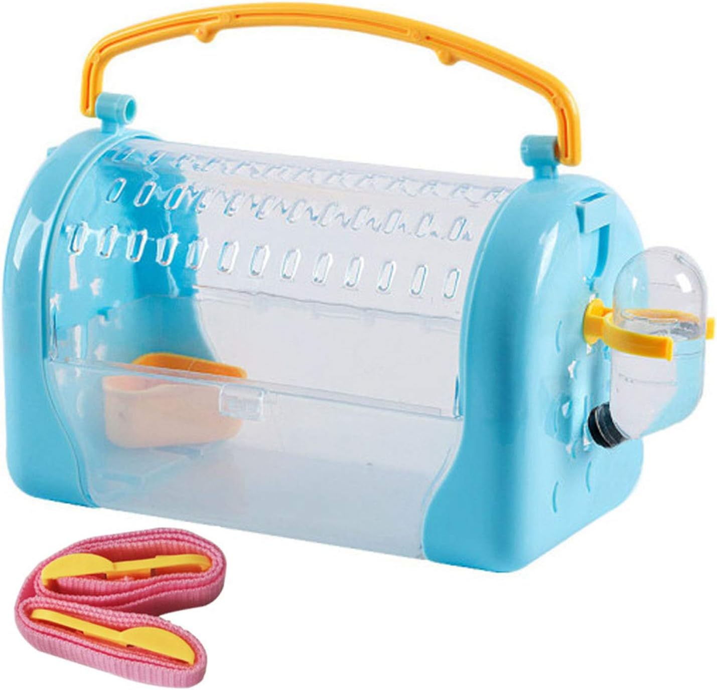 kathson Hamster Cage Travel Carrier Portable Cage with Water Bottle Outgoing Cage and Adjustable Strap Pet Cage for Small Pet Hedgehog Sugar Glider Squirrel MiceBlue - Image 1