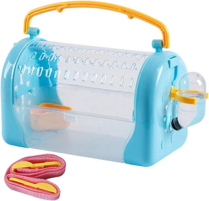 kathson Hamster Cage Travel Carrier Portable Cage with Water Bottle Outgoing Cage and Adjustable Strap Pet Cage for Small Pet Hedgehog Sugar Glider Squirrel MiceBlue - Image 1