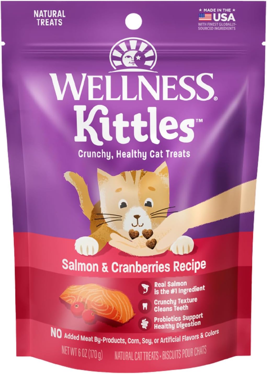 Wellness Kittles Crunchy Cat Treats, All Lifestages, Kitten to Senior, Natural, Grain Free, Chicken and Cranberry Flavor, 2 oz Bag - Image 11