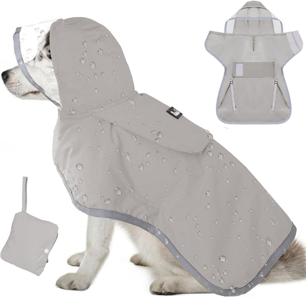 Lukovee Dog Raincoat - Lightweight Hooded Dog Rain Coat for Large Medium Small Dogs, Adjustable Poncho Jacket with Reflective Stripes & Built-in Storage Pocket (Green, Small) - Image 10
