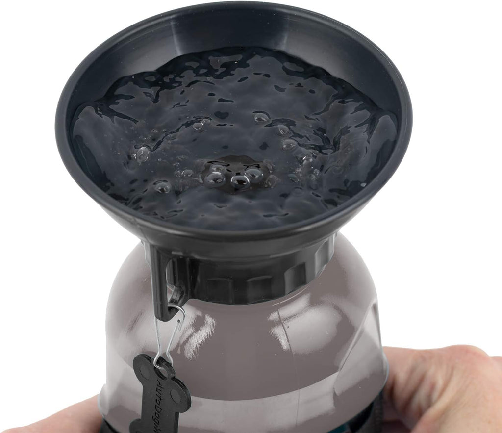 Highwave pet travel water bottle with built in bowl smoke color