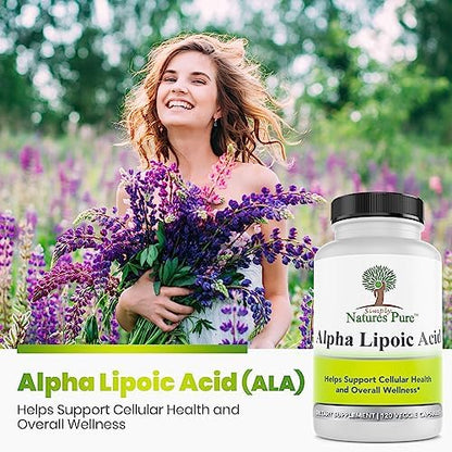 Simply Natures Pure Alpha Lipoic Acid 600mg veggie capsules bottle top view