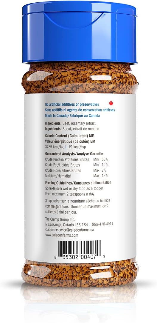 Premium imported natural beef meal topper jar for picky dogs