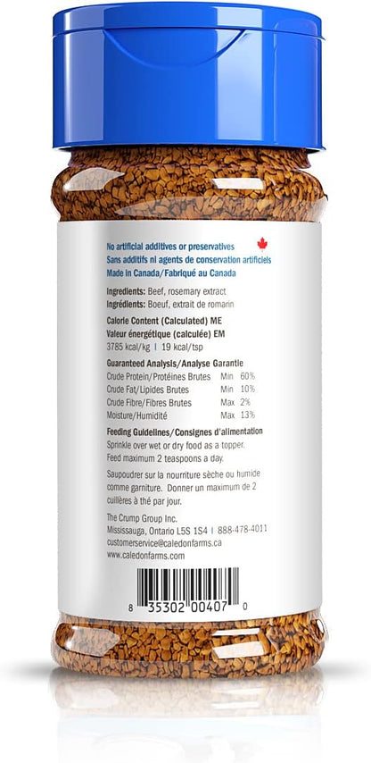 Premium imported natural beef meal topper jar for picky dogs