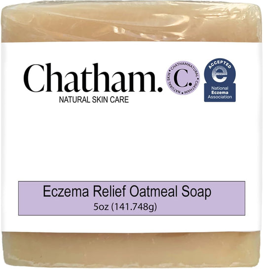 Chatham Natural Skin Care Eczema Relief Oatmeal Soap front view for sensitive skin treatment