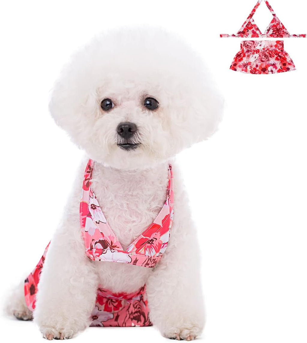 Dog Bikini Swimsuit Summer Puppy Bathing Dress Beach Clothes Cat Costume for Puppy Dog Cat Peach M - Image 14