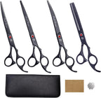 Purple Dragon Professional 7.0 inch 4PCS Pet Grooming Scissors Kit Japan Premium Steel Straight & Curved & Thinning Blade Dog Hair Cutting Shears Set with Case - Image 9