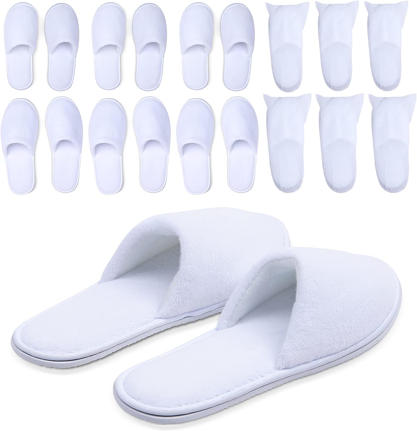 MAJI SIMPLY JOYOUS disposable spa slippers front view pack of six premium white guest footwear