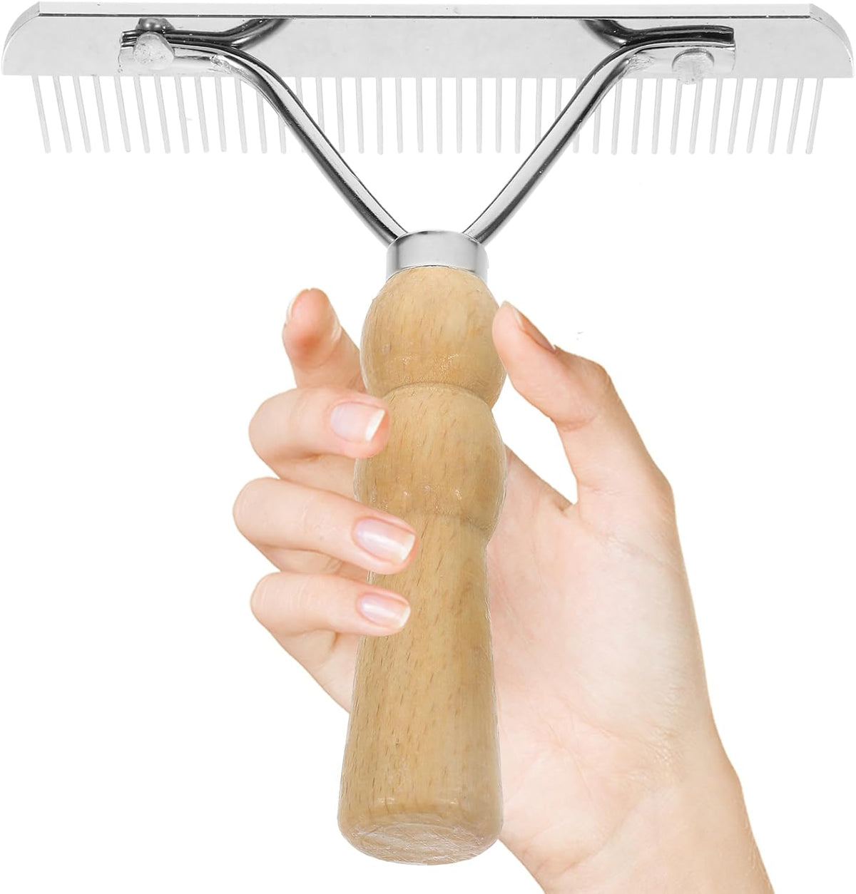 Angoily horse nail rake held in hand for scale