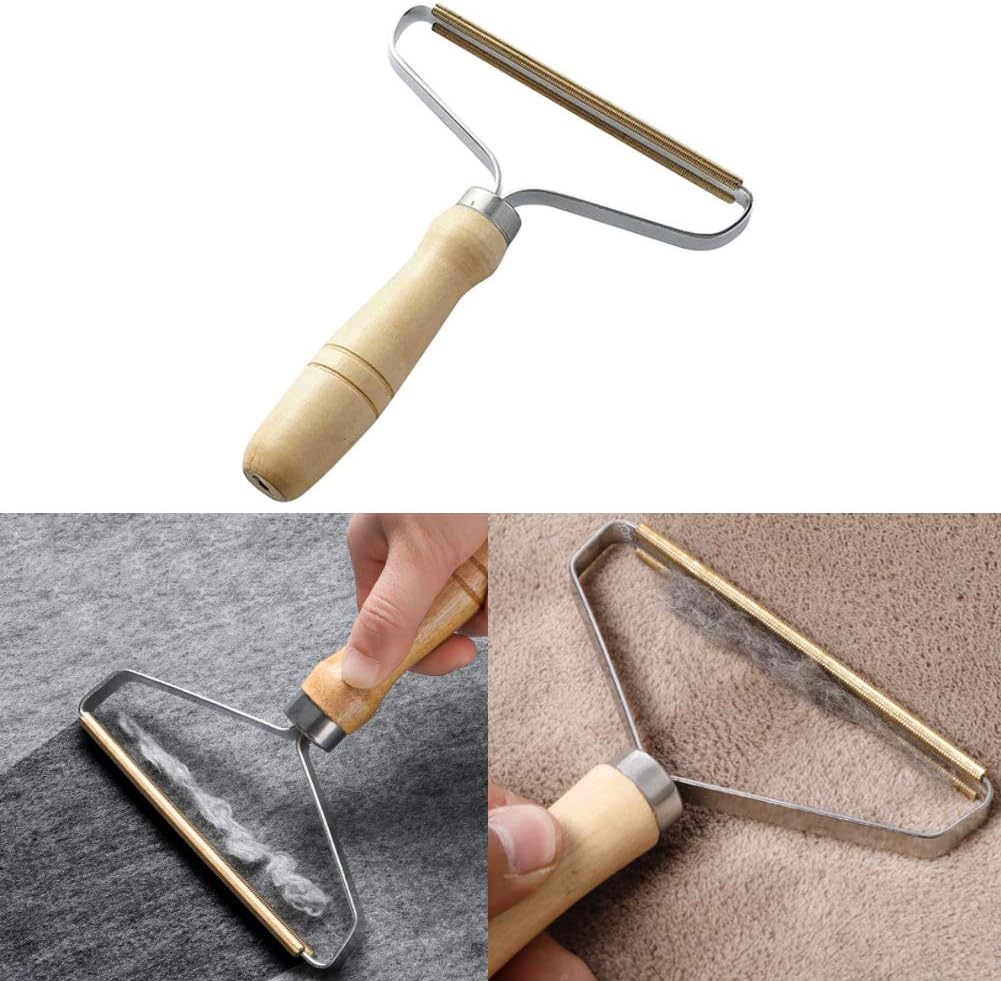 Daifuqihua carpet pet hair remover with wooden handle front view