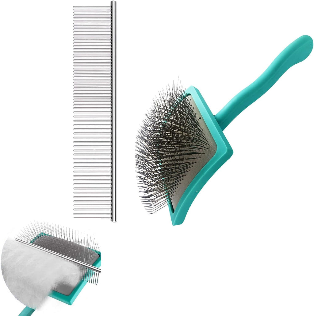 Close up view of Dskrui dog deshedding tool pins