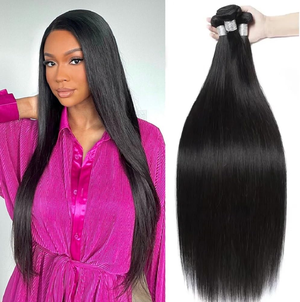 Myuniwig Beautymoon 12A straight human hair bundles front view