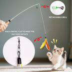 Cat wand replacement feathers showing secure clip mechanism details