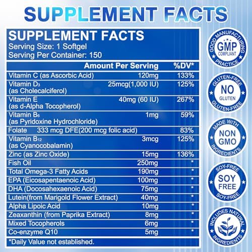 Fidernic Eye Vitamins 150 softgels supplement facts label view