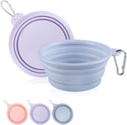 Collapsible Dog Bowls 2-Pack, Portable Travel Dog Bowl with Carabiner, Food-Grade Silicone Pet Bowl for Hiking, Walking (Macaron Pink and Violet) - Image 12