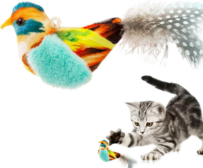 Catnip Cat Toys Satisfy Cat's Natural Hunting Instintion for Indoors Cats Feather Toys Interactive with Lifelike Chirp Sound Chirping Bird Kitten Toy (2 Pack) - Image 9