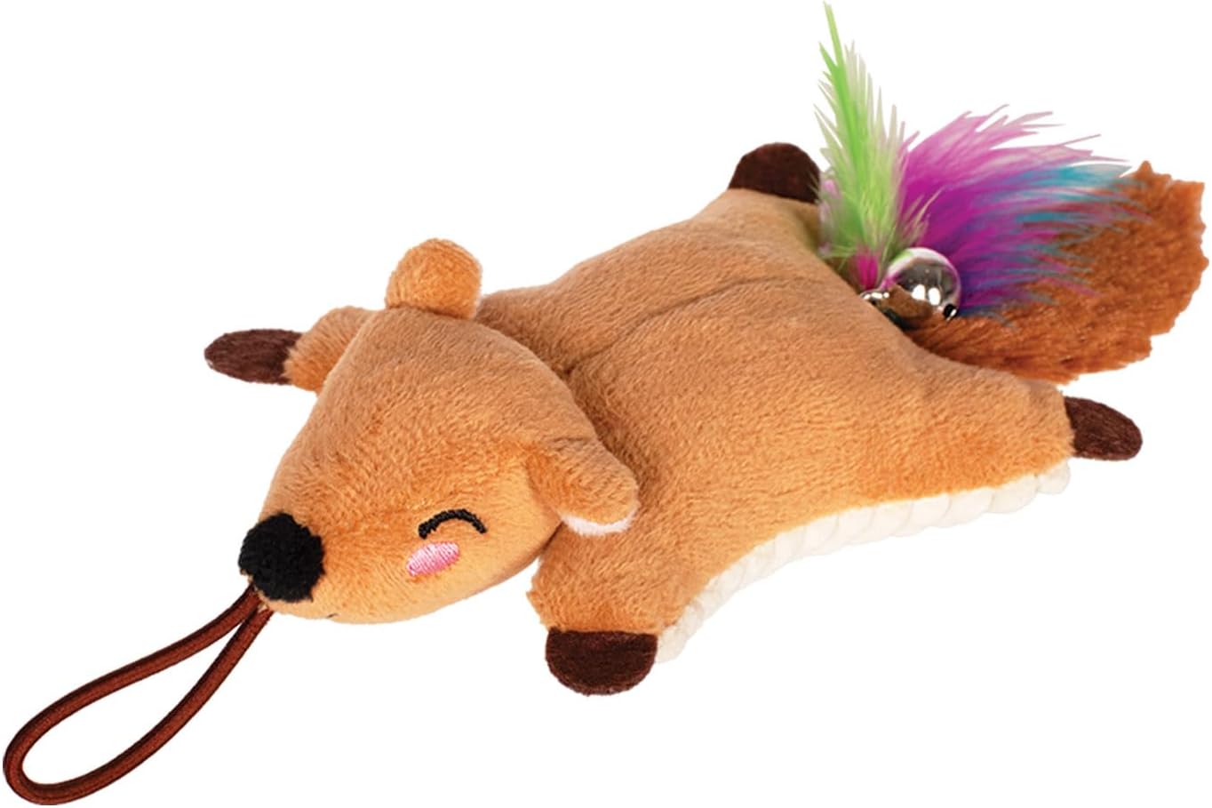 Fringe Studio interactive plush cat toy illustrating the playful ribbon tail feature.