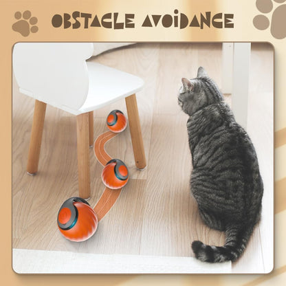 Two pack automatic moving smart cat toy balls with replaceable tails close up