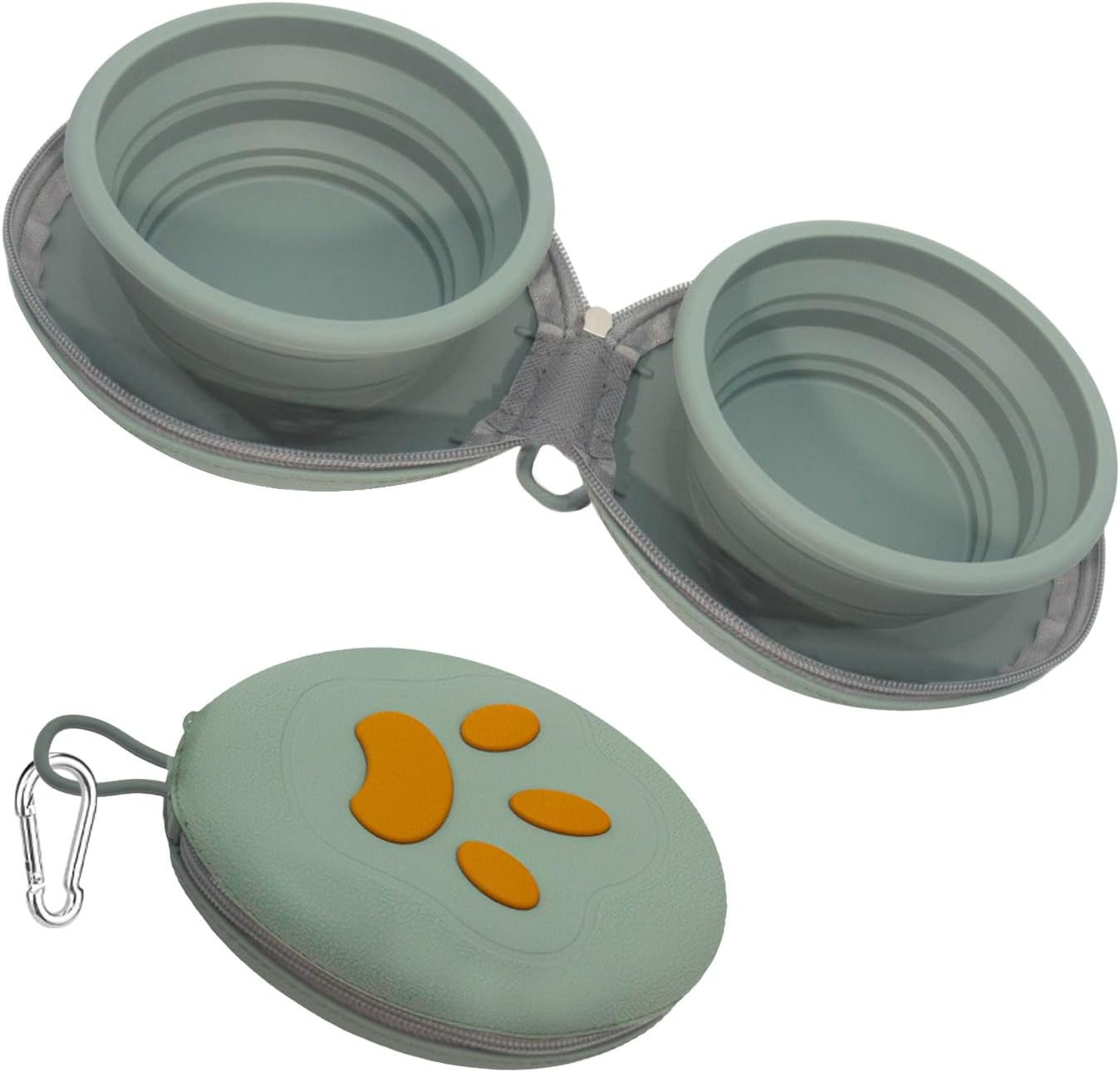 Gdsun collapsible dog bowl green front view of portable pet feeding dish.
