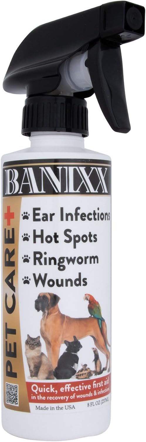 Banixx pet care liquid spray bottle lifestyle setting
