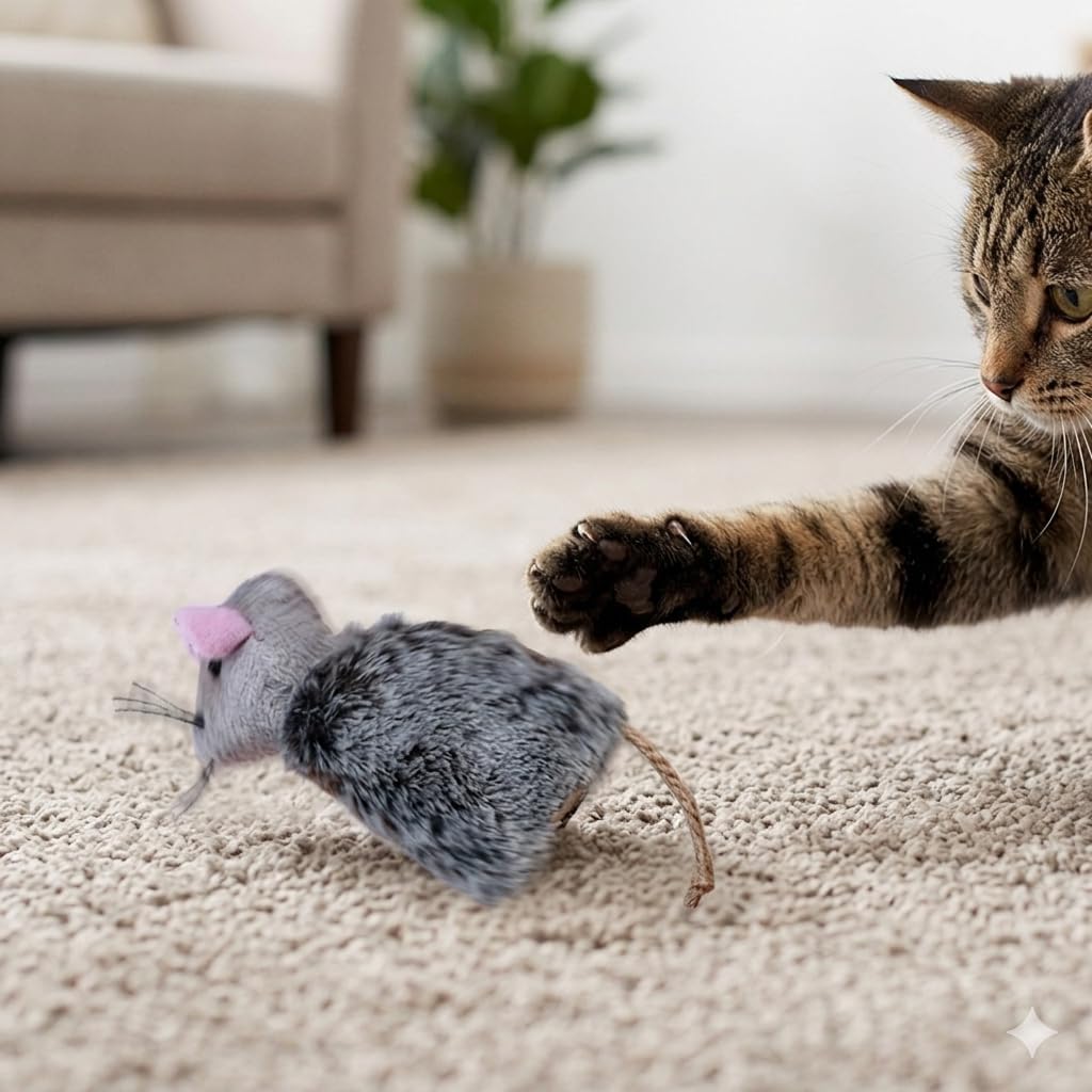 Packaging view of the 3 pieces of Ipetboom refillable cat mouse playthings.