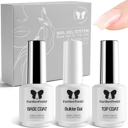 Brille Bee builder gel nail extension kit front view showing three premium gel bottles