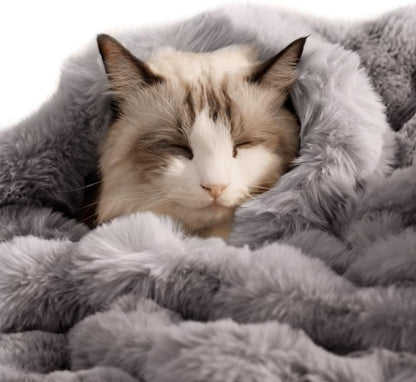 SOMAHE Cat Blanket, Reversible Sherpa & Bubble Fleece Pet Throw, Ultra-Soft Plush for Indoor Cats, Machine Washable, Anti-Static, Warm & Cozy, 22"x18" Inch White - Image 12