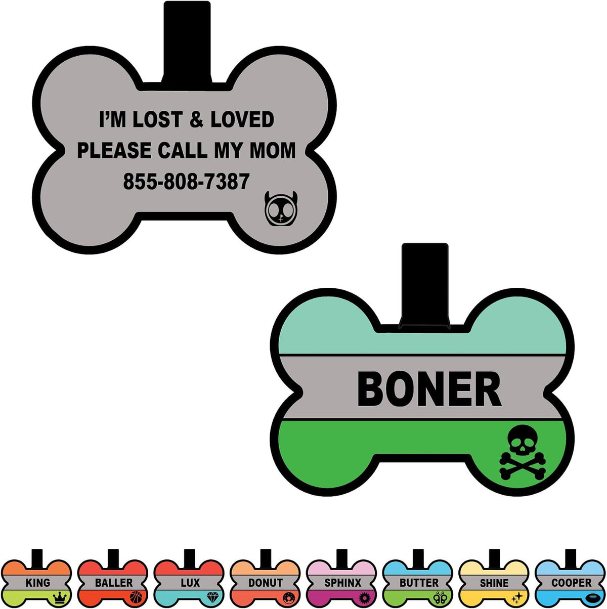 Silent Dog Tag Personalized with 5 Lines of Custom Deep Engraved Durable Soundless Silicone Pet ID Name Tag Bone Design Pink - Image 13