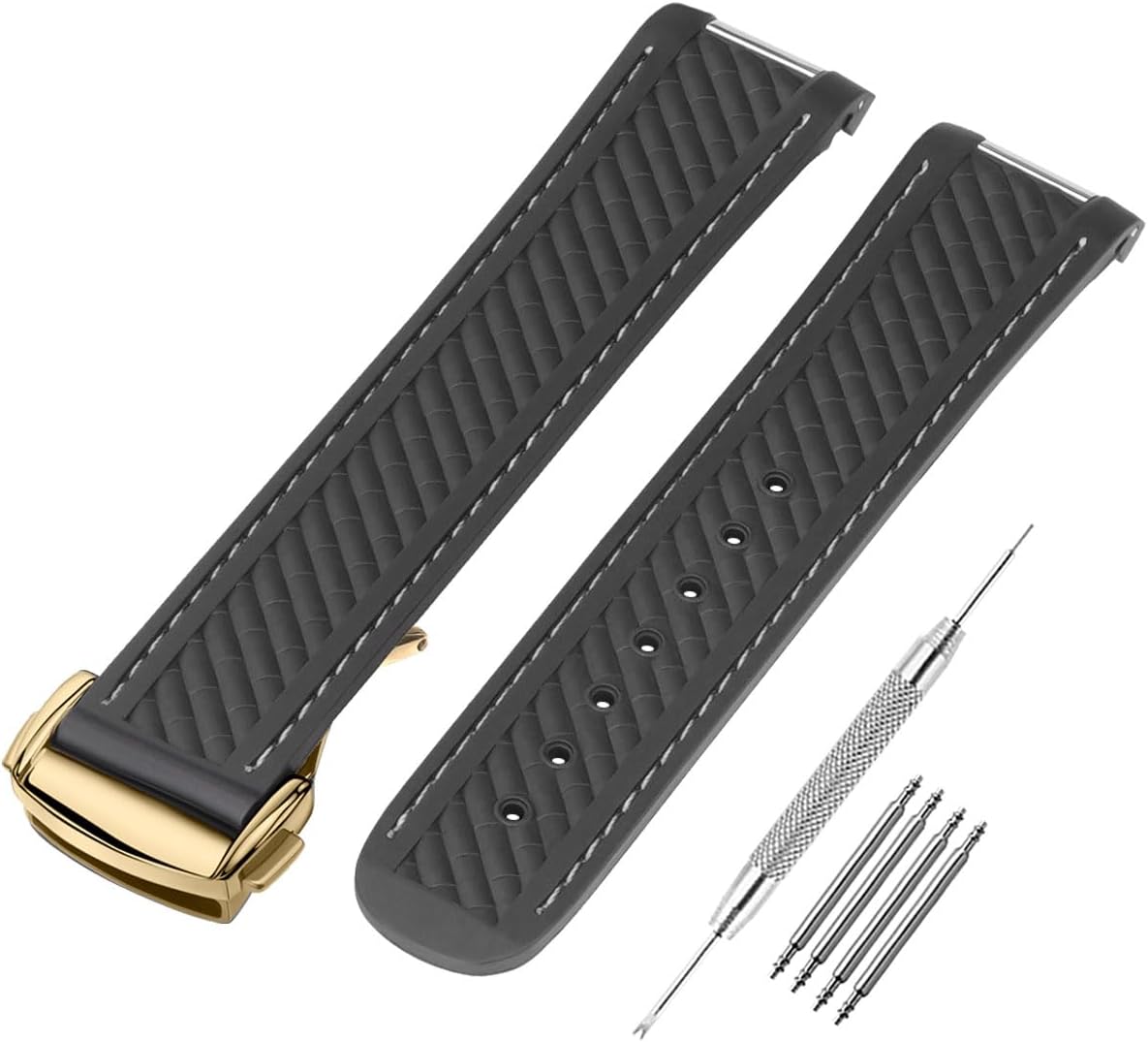 Watch Band Compatible with Omega Seamaster 300 AT150 Aqua Terra 8900 Curved End Steel Buckle, Soft Silicone Rubber Replacement Wrist Strap for Omega Seamaster Series Watch Straps - Image 14