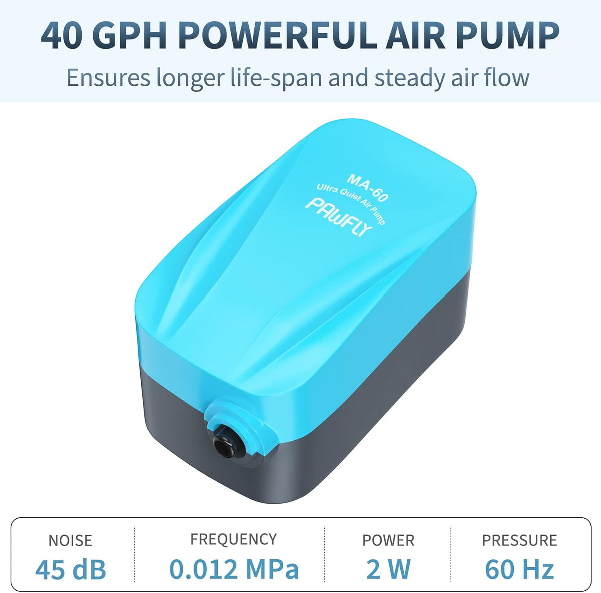 Pawfly ultra-quiet air pump for small fish tanks