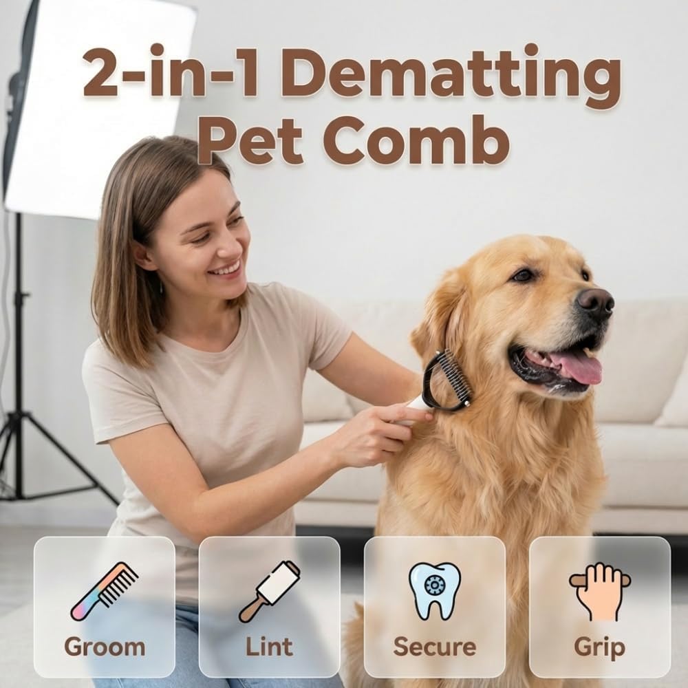 Yonynn professional pet comb packaging with rust resistant stainless steel construction details