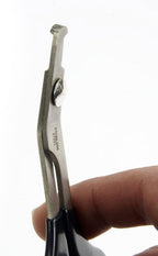 Black vinyl-coated handles and finger rest on medium 5 inch pet nail trimmers