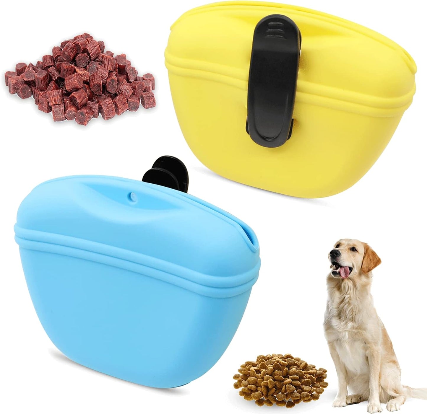 Dog Treat Pouch 2 Pack, Dog Treat Training Pouch, Silicone Pet Treat Bag BPA Free/Clip/Magnetic Dog Walk (Grey & Black) - Image 10
