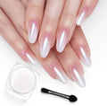Beetles white chrome nail powder jar front view container
