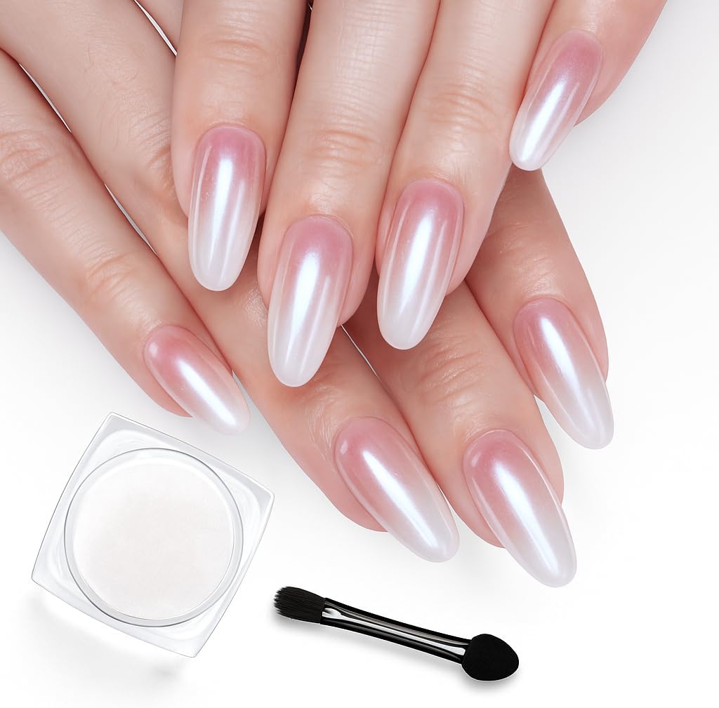 Beetles white chrome nail powder front view packaging