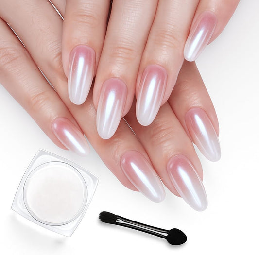 Beetles white chrome nail powder front view packaging