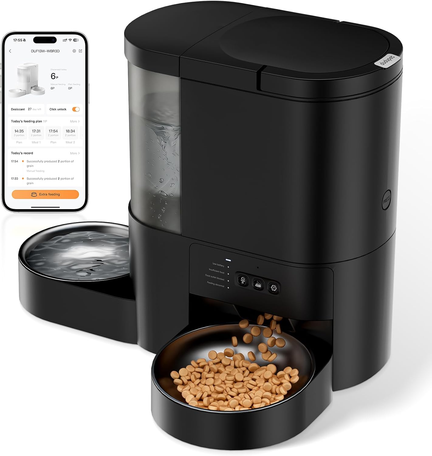 Automatic Cat Feeder with Camera, 2 in 1 Cat Food and Water Dispenser, 2K HD Video and Night Vision, 5G App Controlled Timed Pet Feeder,4L Food & 3L Gravity Waterer with 2-Way Audio for Cats Small Dog - Image 10