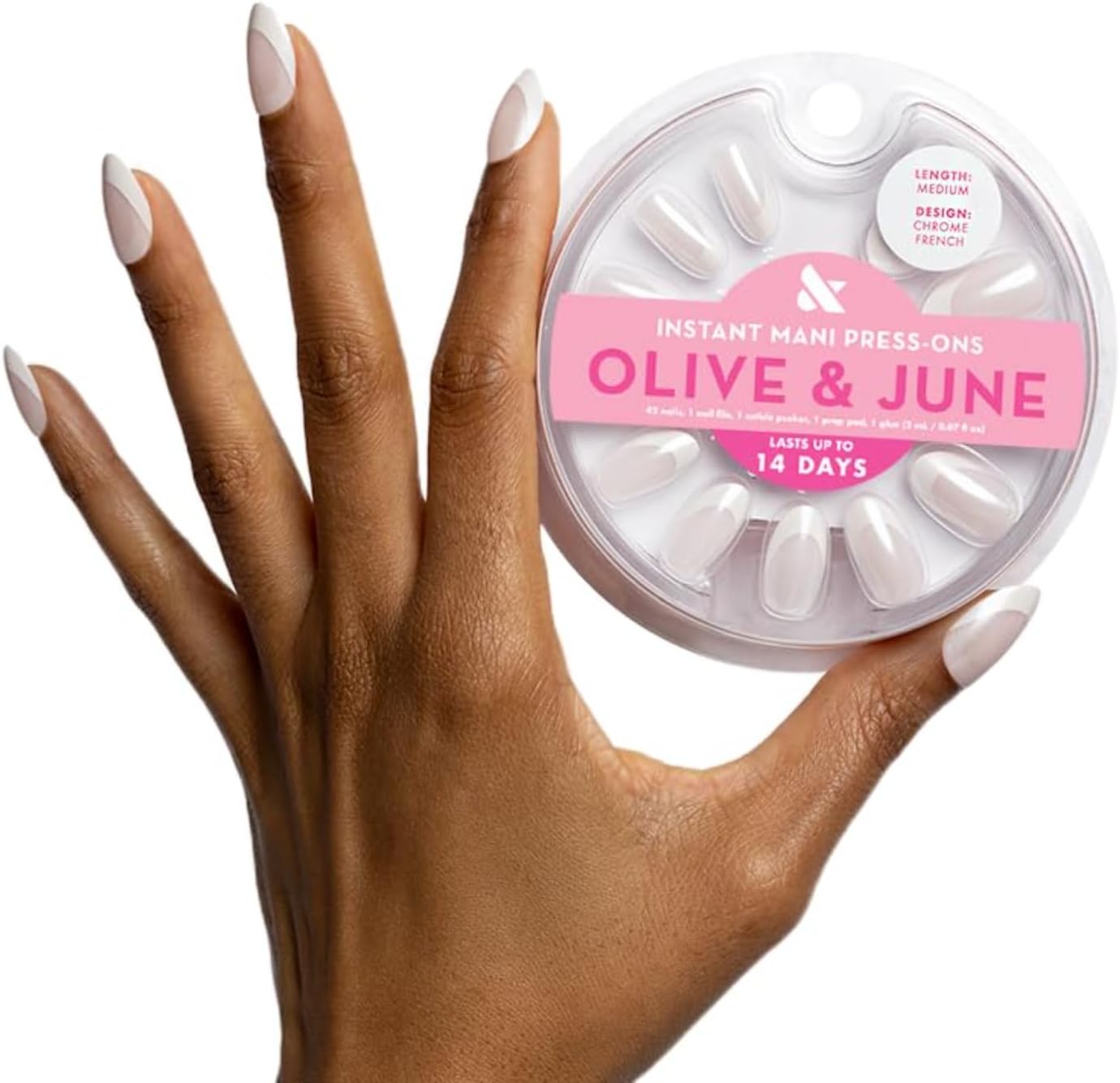 Olive & June Instant Mani Press-On Nails in medium oval chrome french style