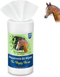 Threlaco Peppermint Horse Bit Wipes front view canister on a stable background