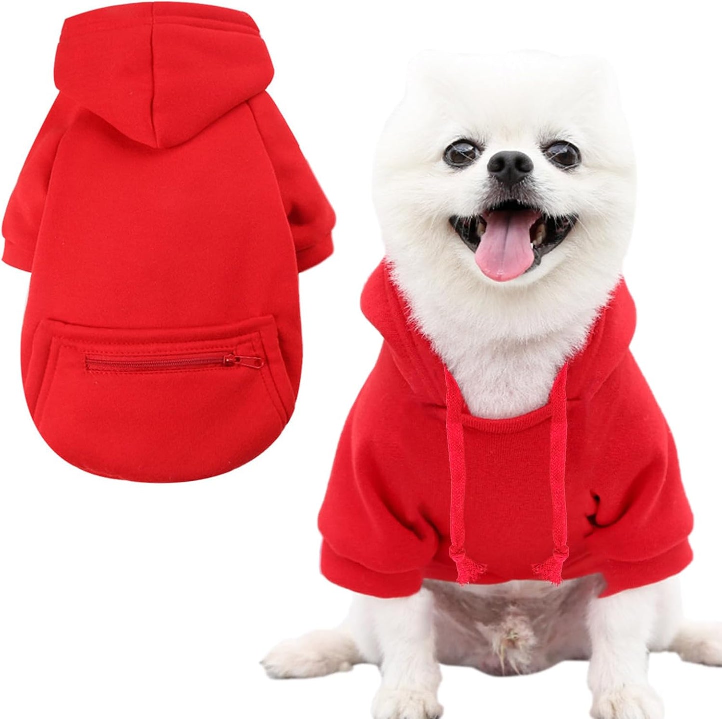 Jecikelon Dog Hoodies for Small Dogs with Zipper Pocket, Soft Fleece Puppy Clothes with Rope Hat, Warm Winter Outfits Cold Weather Coats, Cute Sweatshirt Chihuahua Costume (Small, Y02-Blue) - Image 13