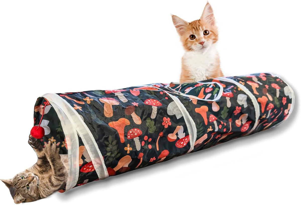 Sheldamy Cat Tunnel, S-2-Way Cat Tunnels for Indoor Cats, Collapsible Cat Play Tunnel, Interactive Toy Maze Cat House with 1 Play Ball for Cats, Puppy, Kitty, Kitten, Rabbit (Blue & Black) - Image 13