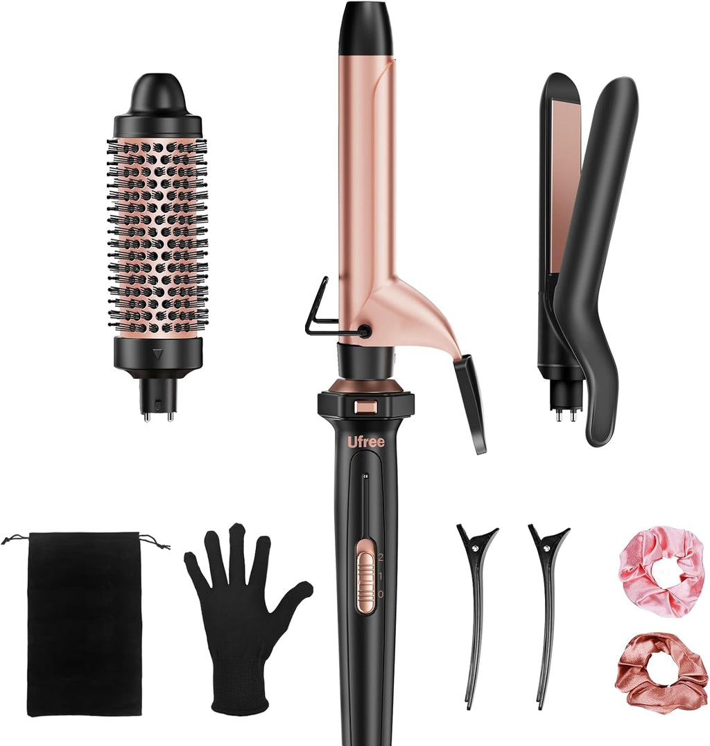 Ufree 3 in 1 curling iron and hair straightener set