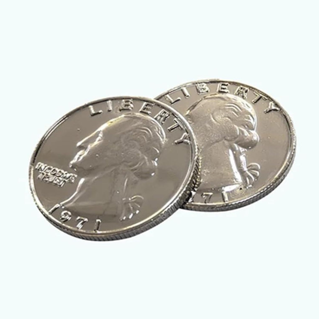 Sumag double sided heads quarter magic coin front view