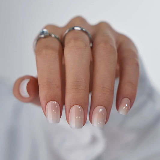BTArtbox Square Ombre Press On Nails Vanilla Cream front view