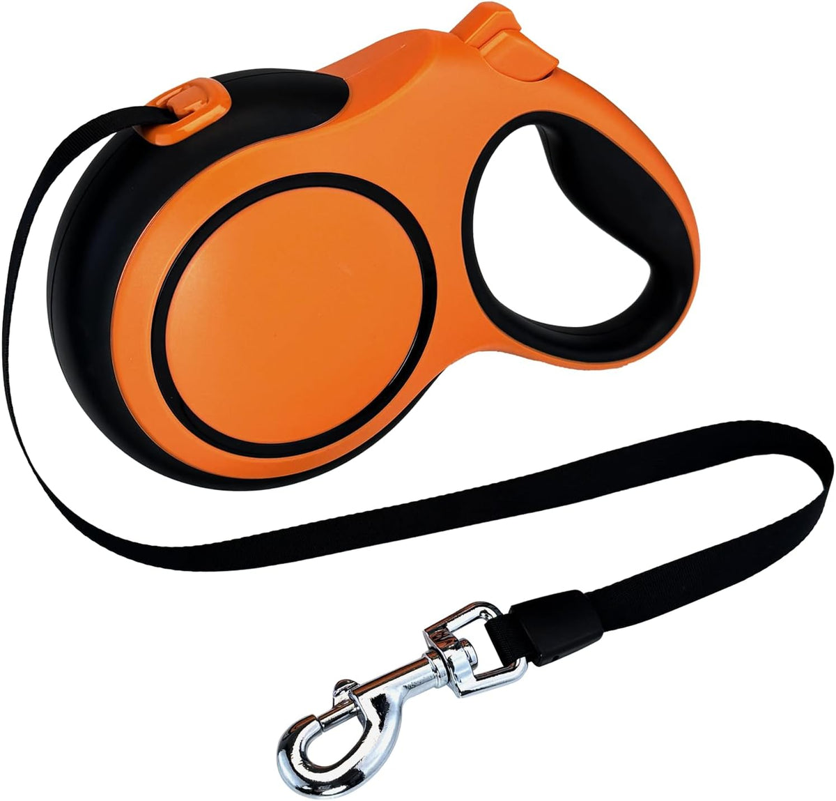 NexLogi 26ft retractable dog leash front view orange and black